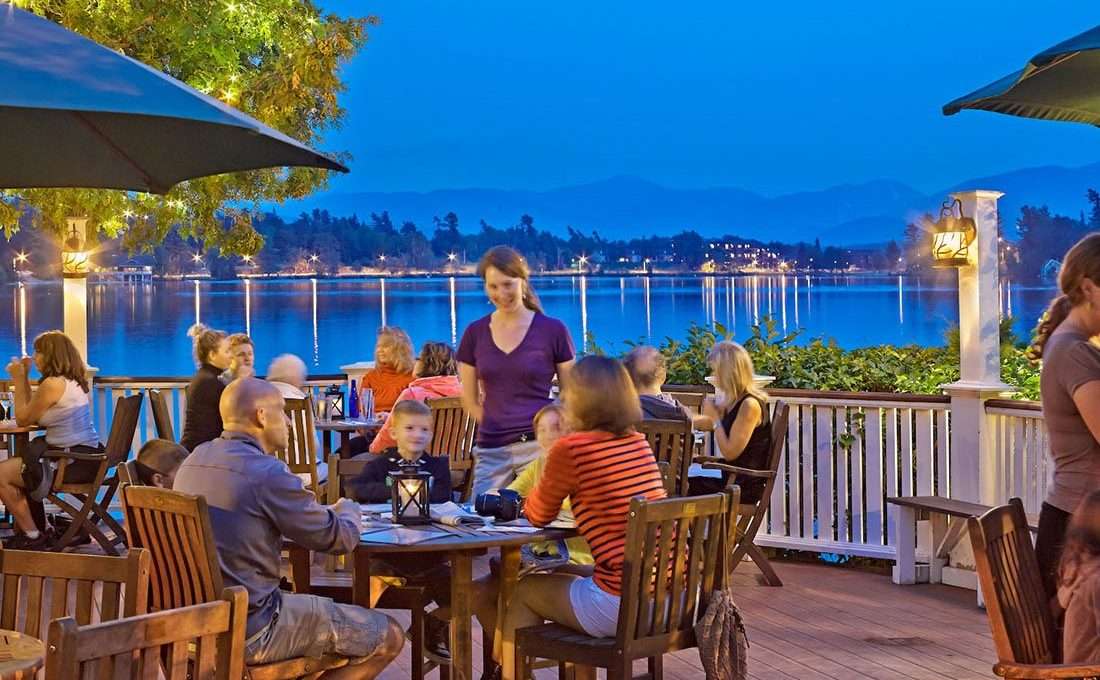 People seated on outdoor patio