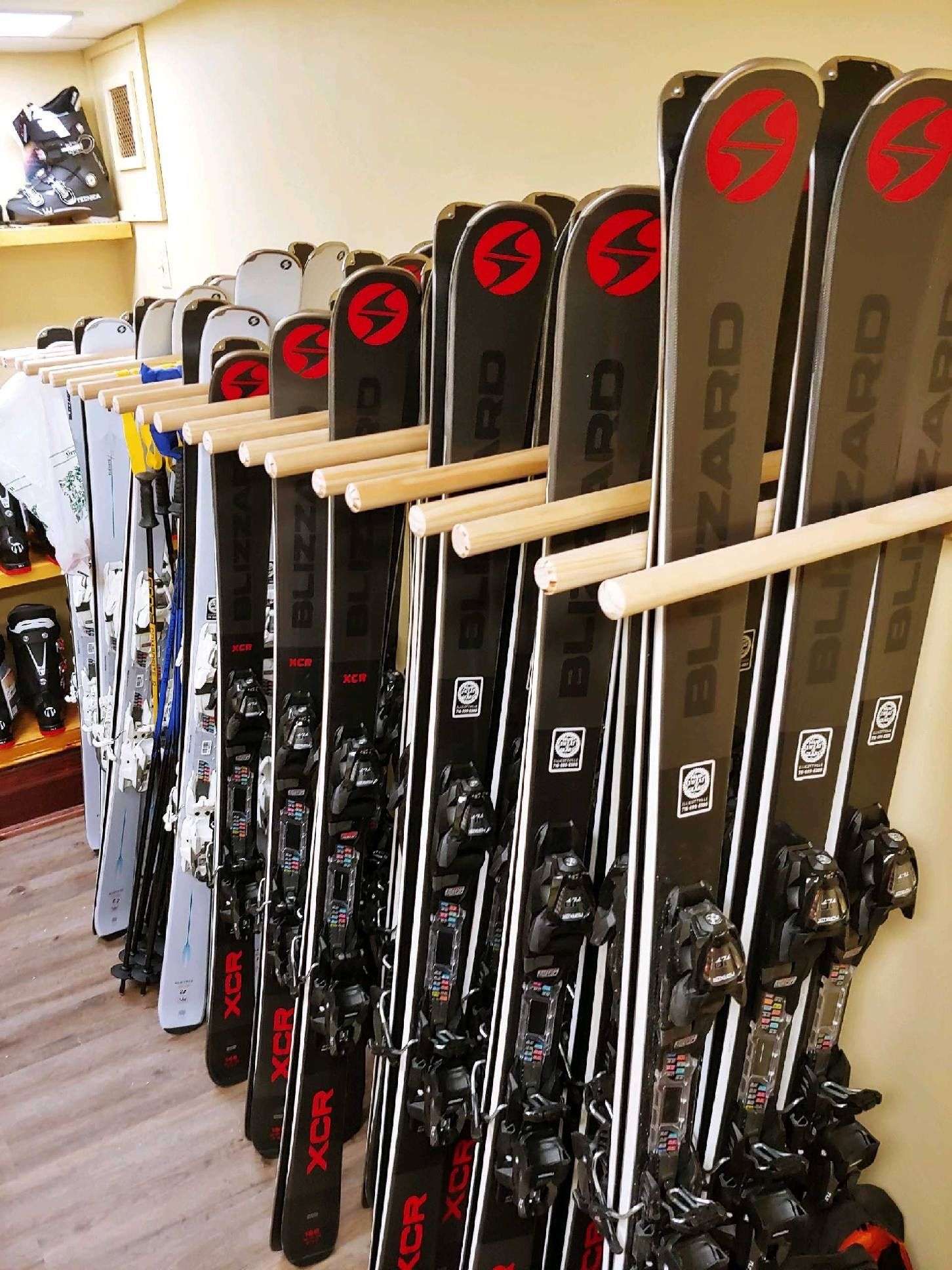 Skis inside Mirror Lake Inn's ski rental room