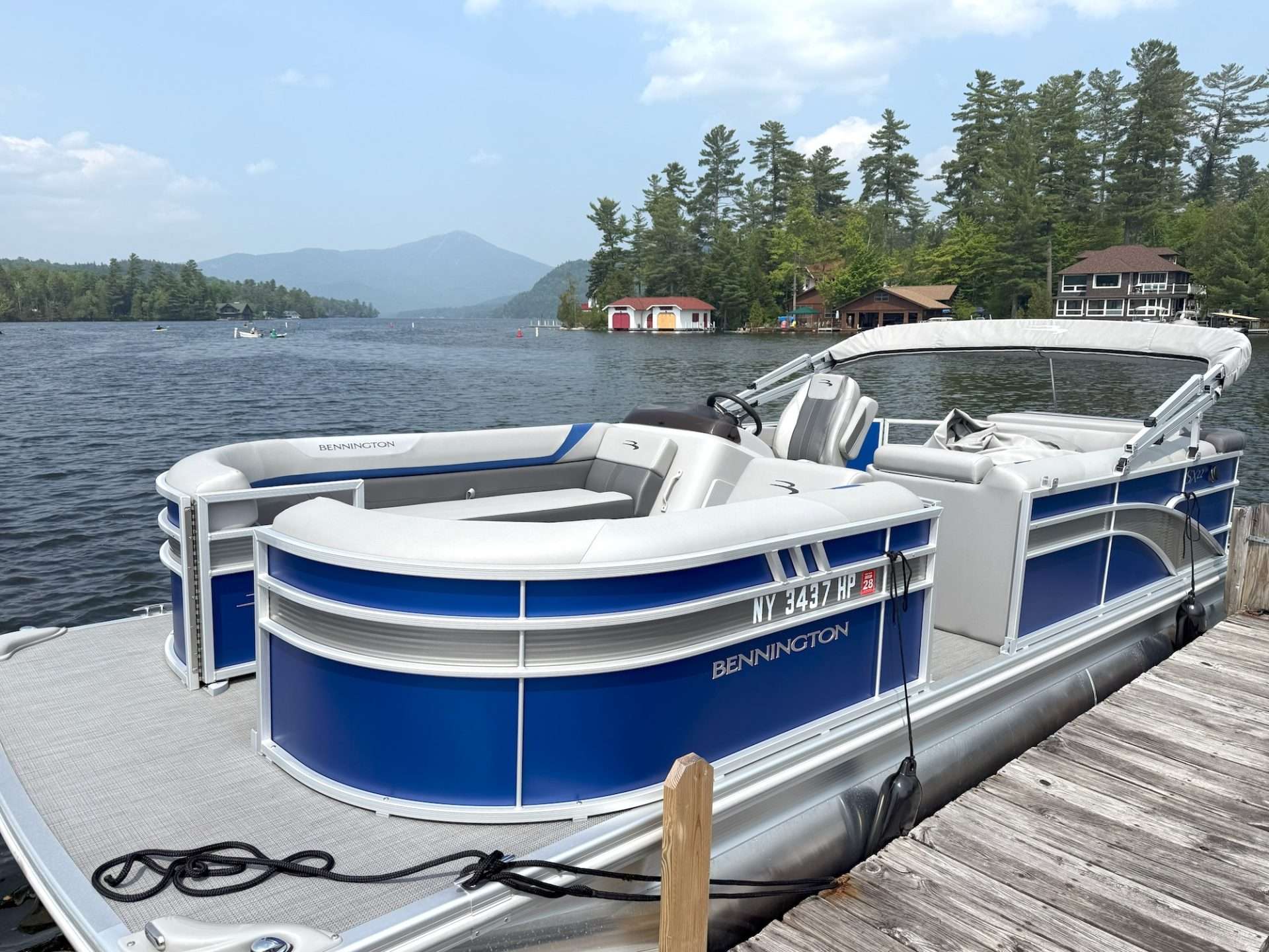 Pontoon boat at the dock