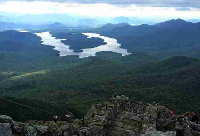 Aerial view of whiteface region mountains and lakes