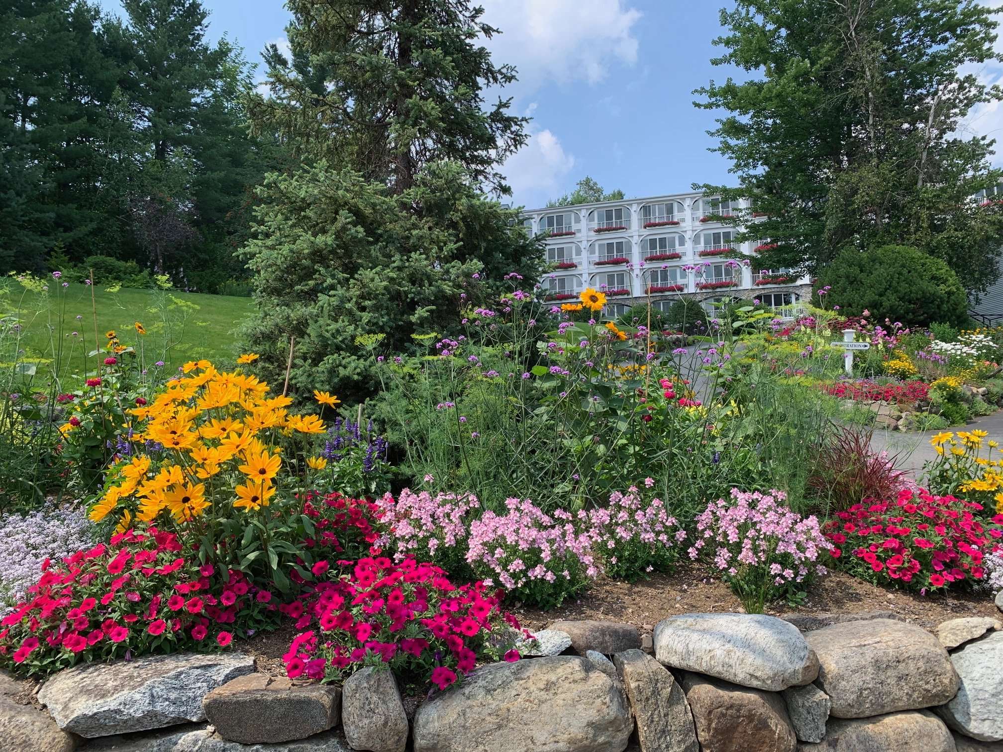 Flowers in front of hotel