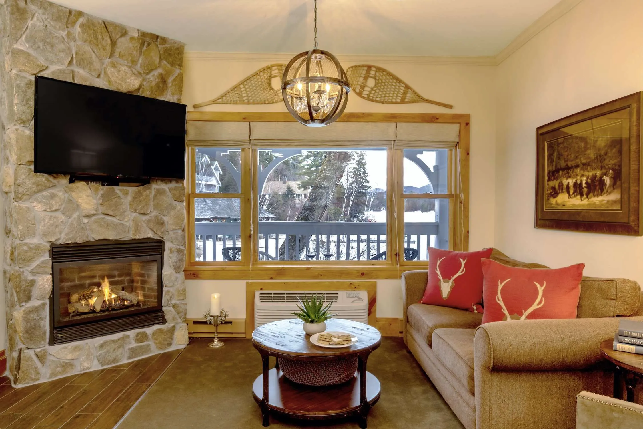 Lakeside Family Suite Living Room and Fireplace