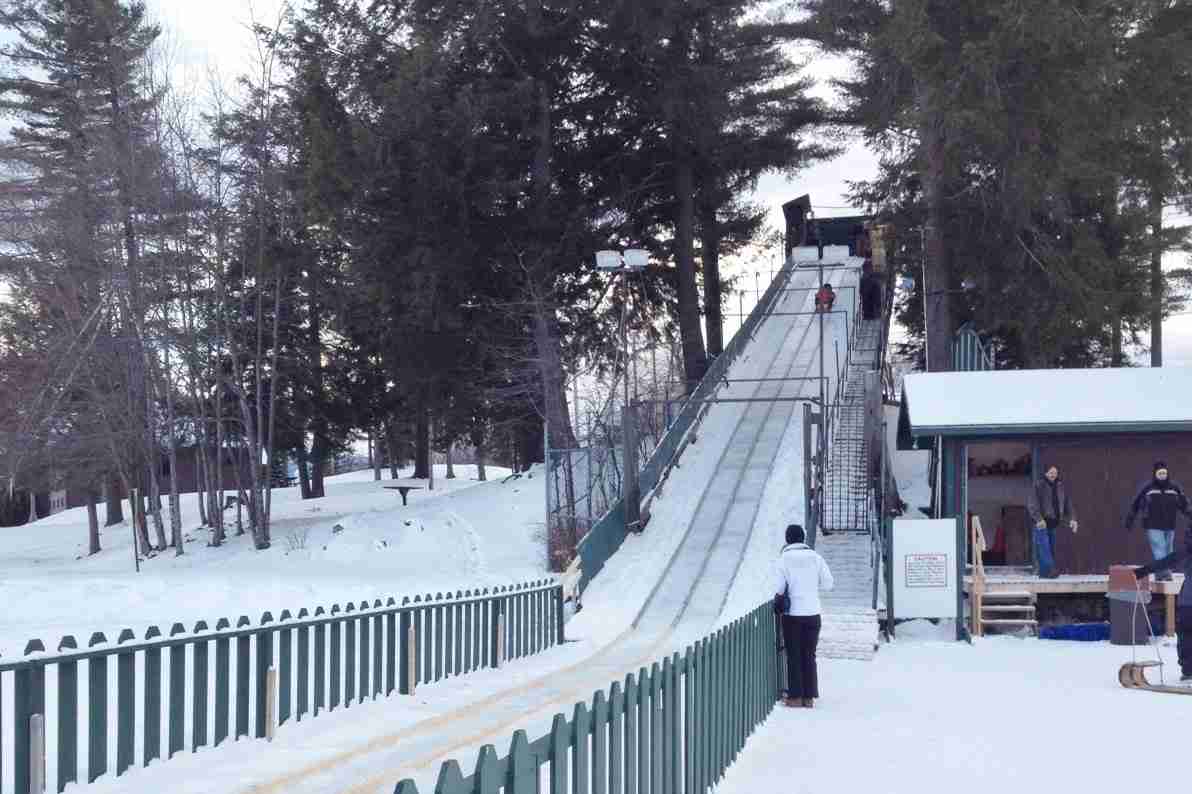 sled on toboggan chute
