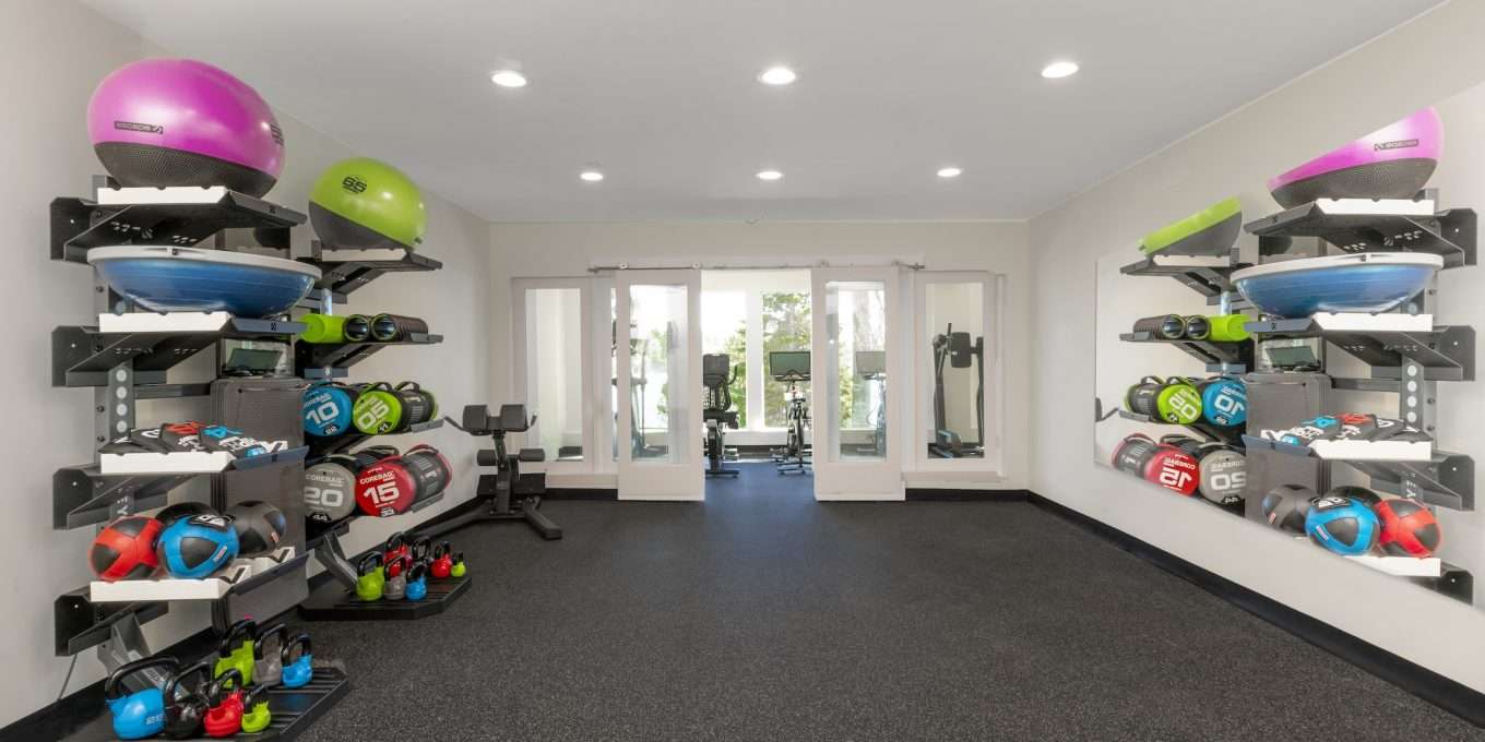 Yoga and free weight exercise room