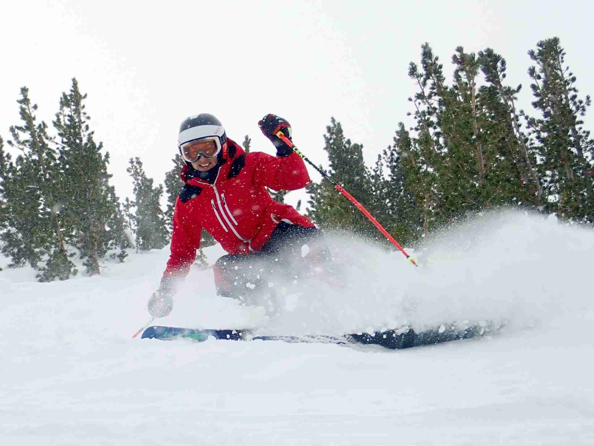 Skier coming down slope