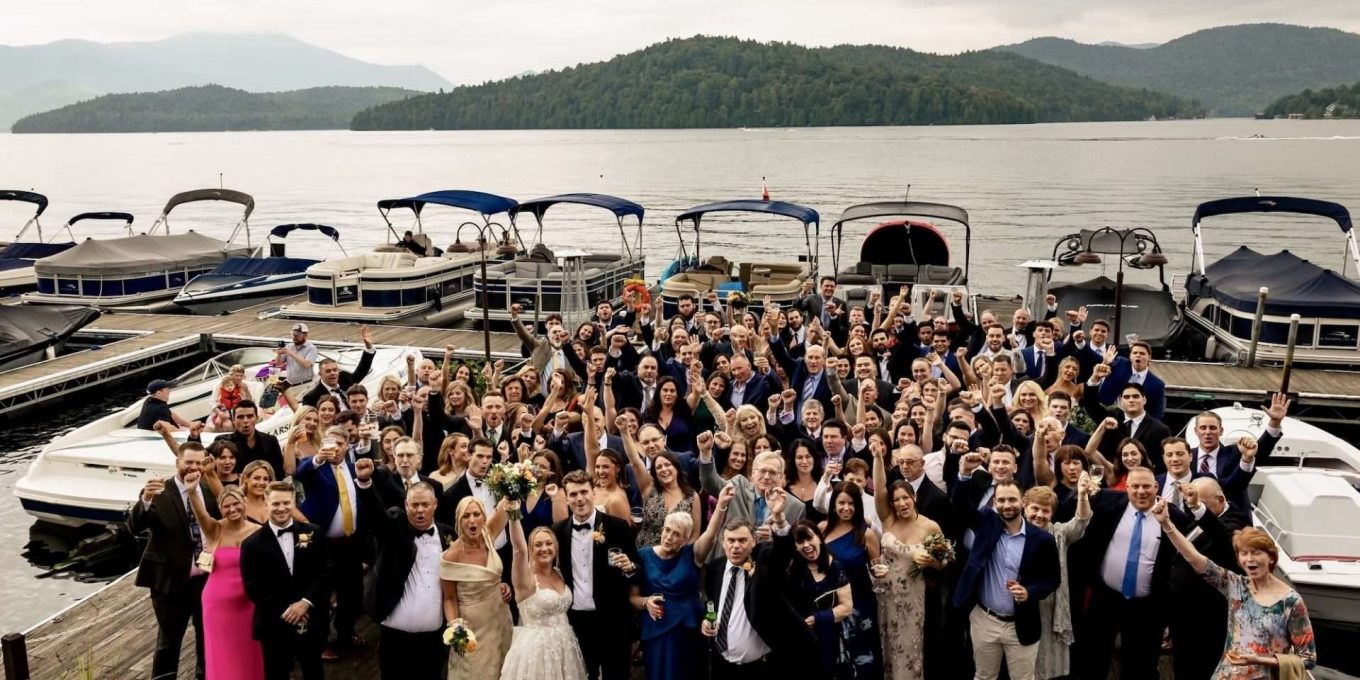 Wedding party on the dock