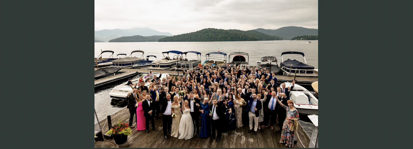 wedding party on a dock
