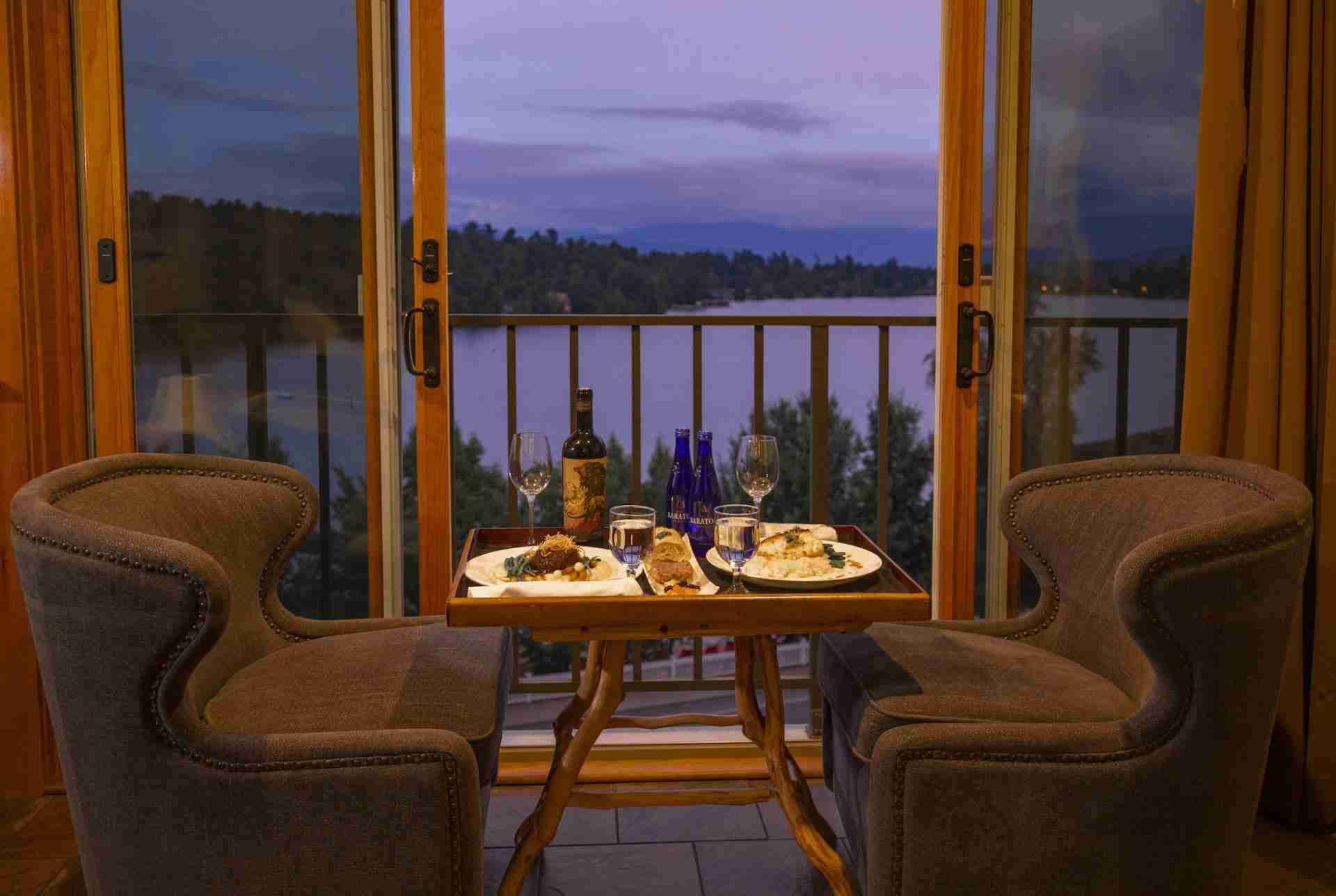In-Room dining overlooking Mirror Lake