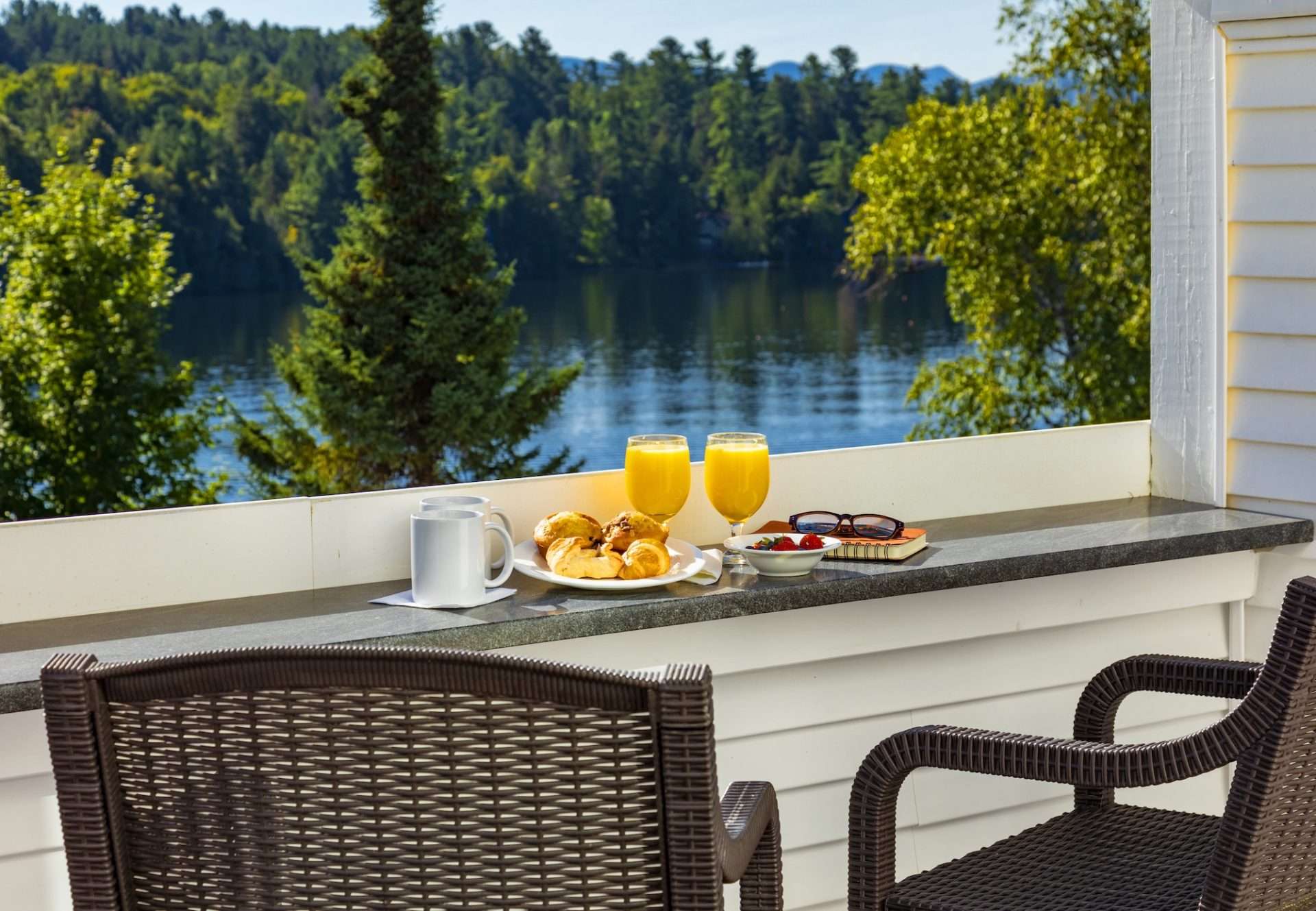 Breakfast on split level suite balcony